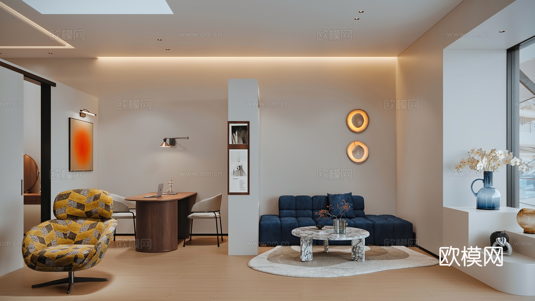 现代办公理发店3d模型