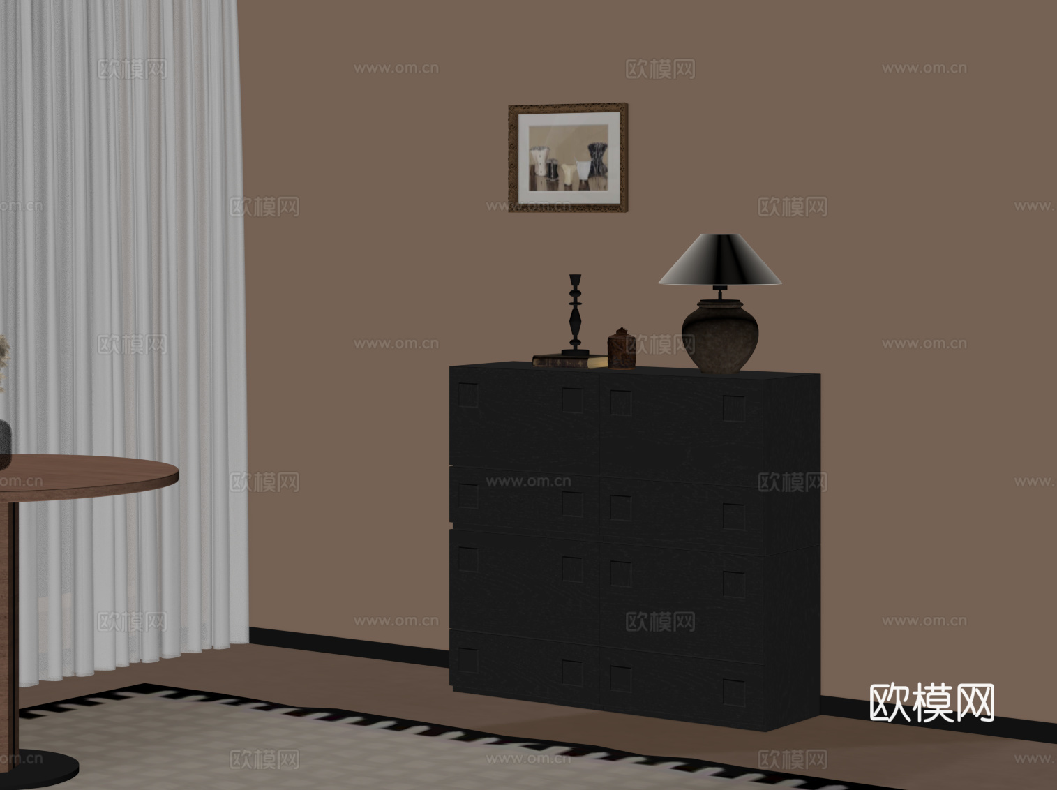 法式复古风玄关柜 边柜su模型