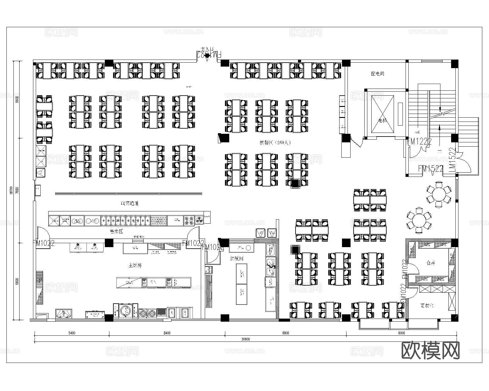 食堂CAD平面布置图cad施工图