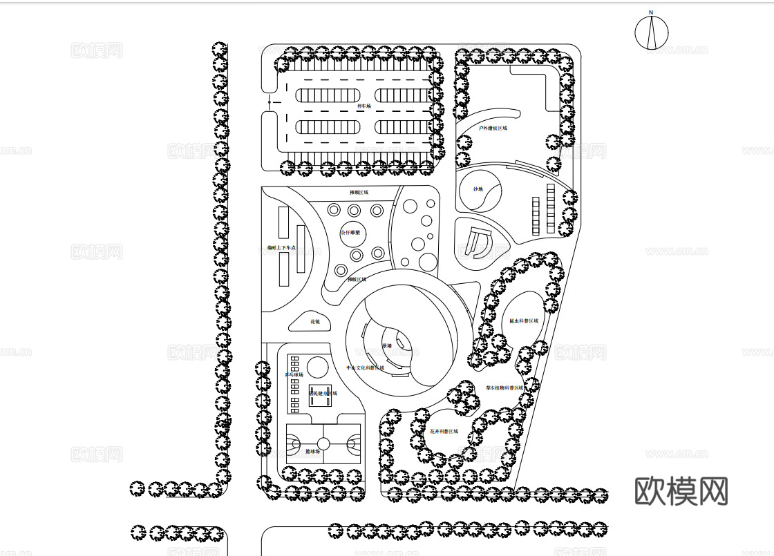 口袋公园平面图效果图  口袋公园平面图cad施工图