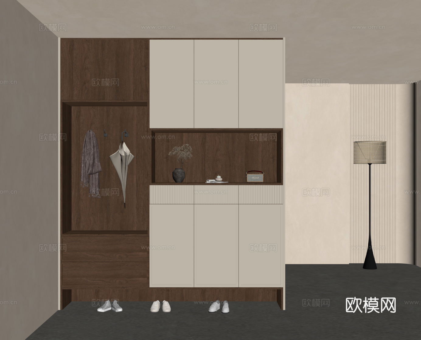 中古风鞋柜 入户鞋柜su模型