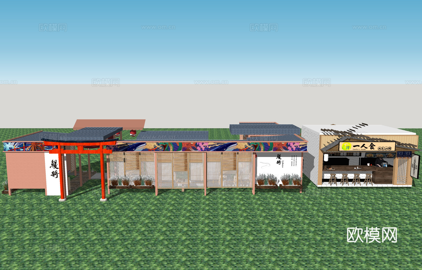 日式料理店门头免费su模型