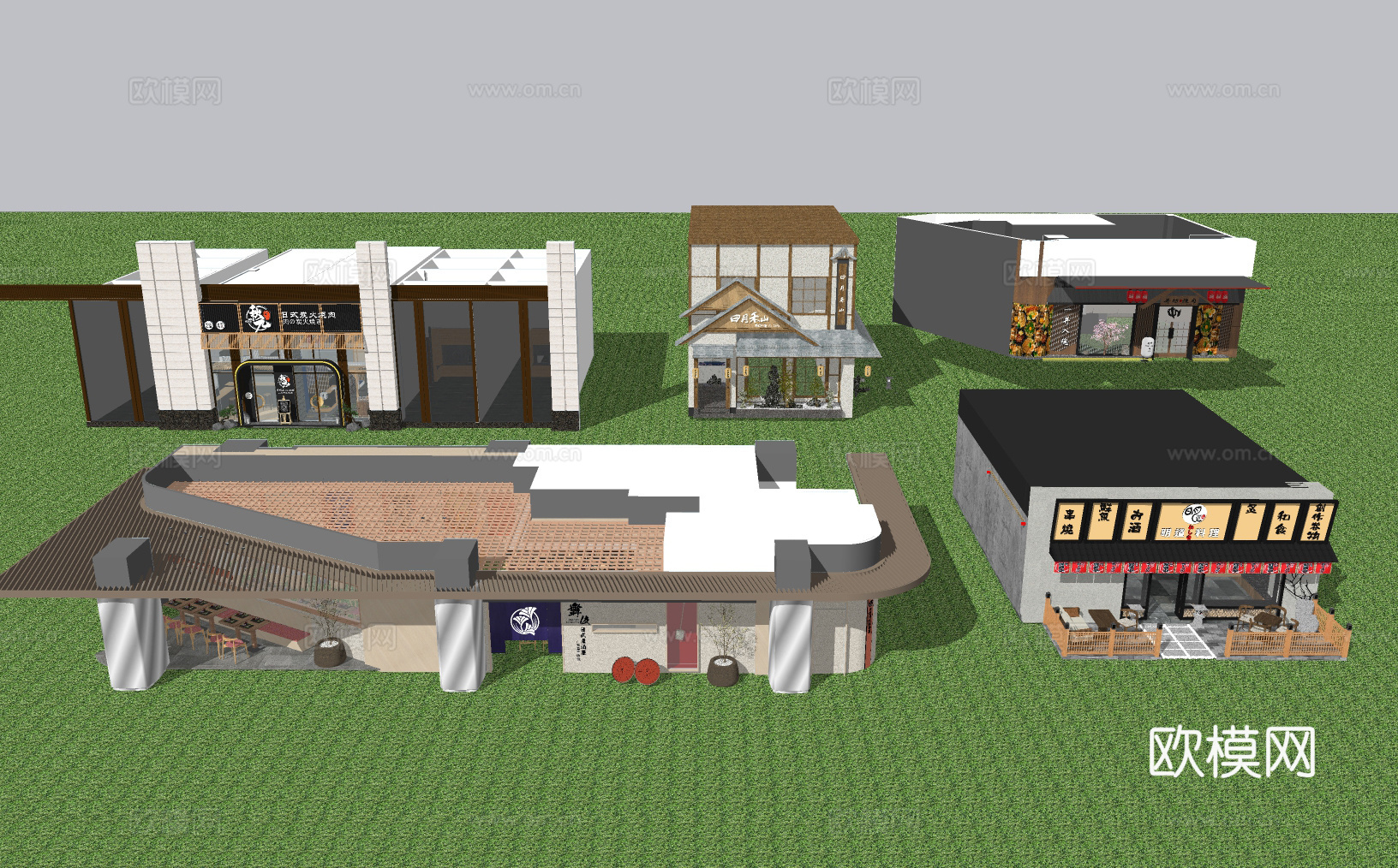 日式料理店门头su模型