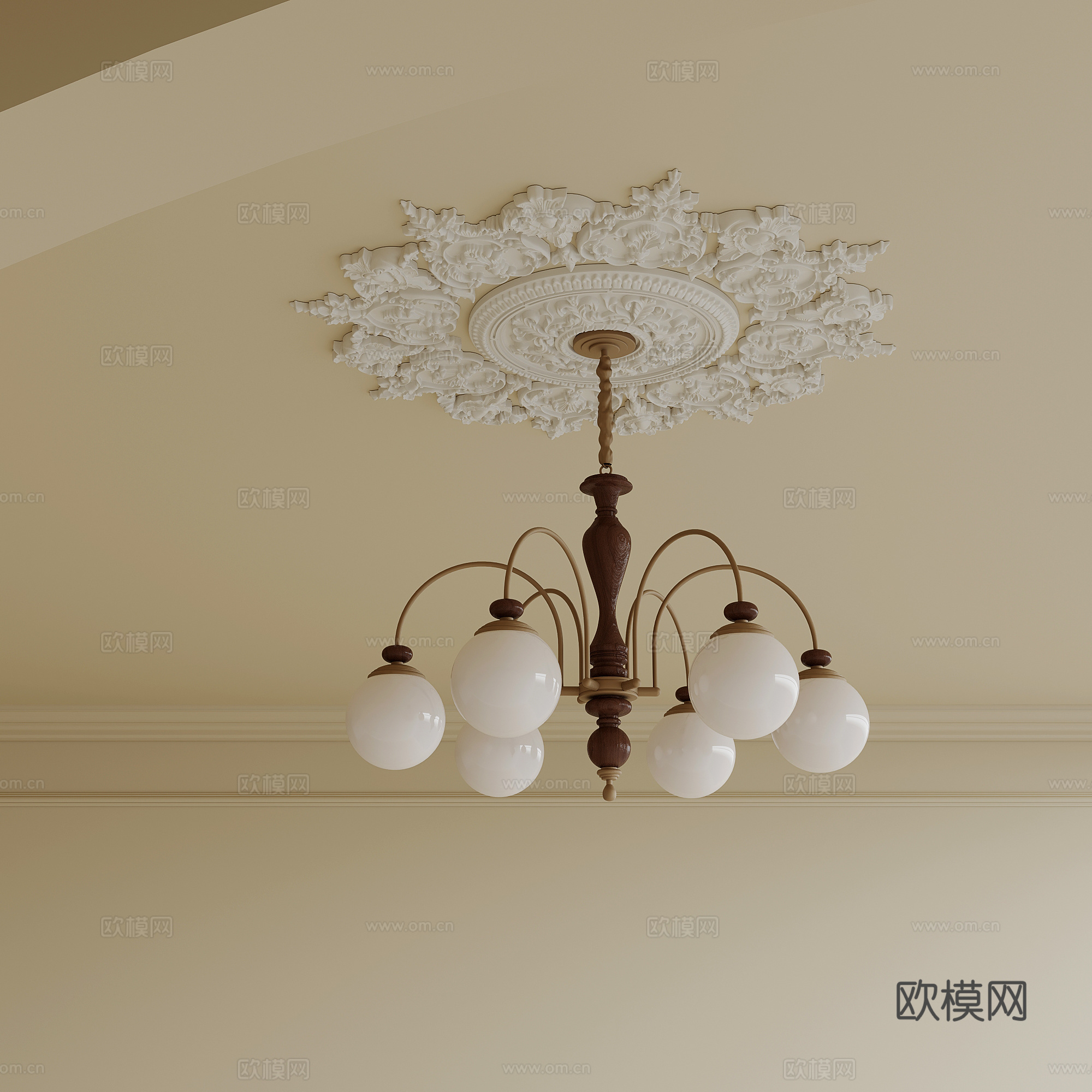 中古风吊灯 多头吊灯 灯盘su模型