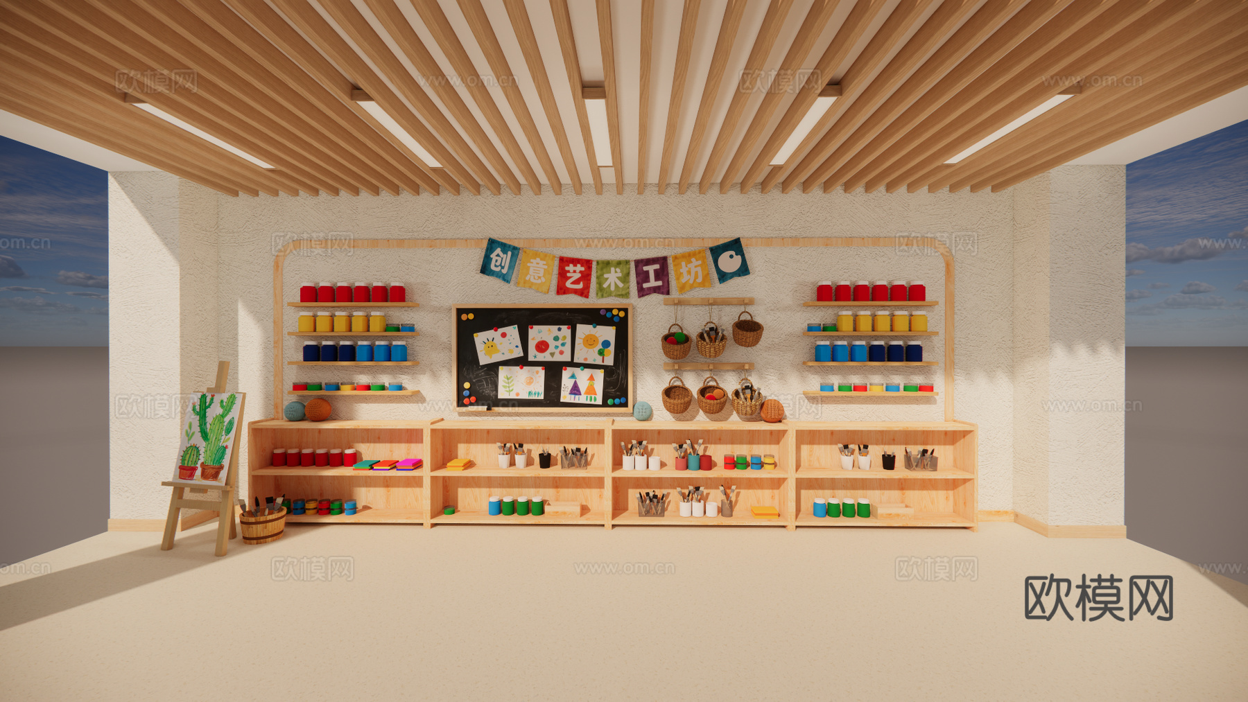 幼儿园文化墙 幼儿园主题墙 幼儿园美术墙su模型