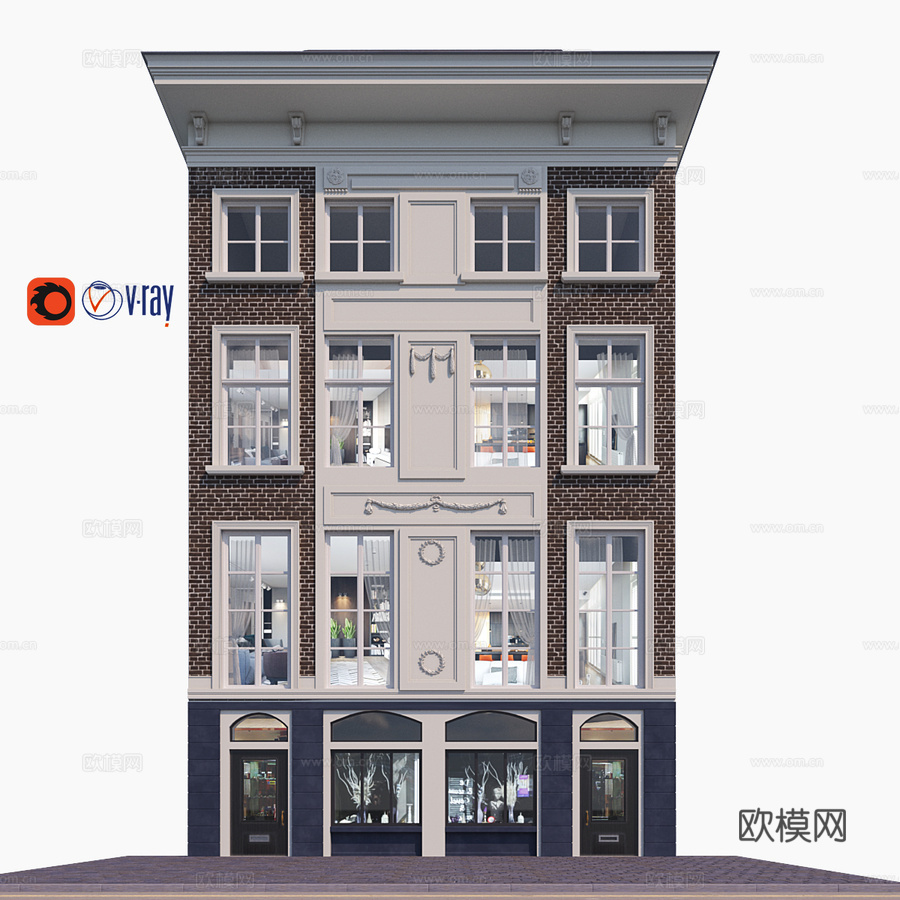 背景立面153d模型下载