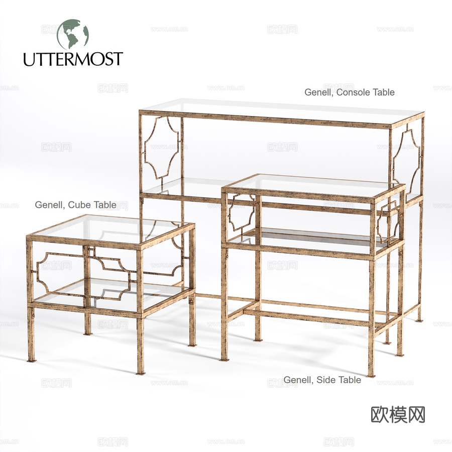 Uttermost Genell 桌椅套装3d模型下载