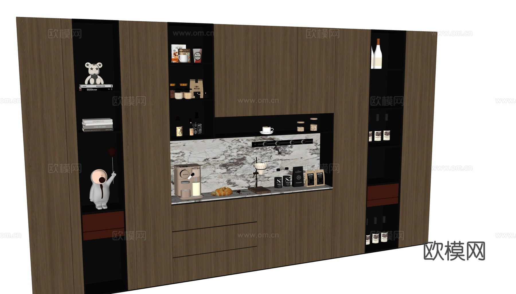 现代意式玻璃酒柜su模型