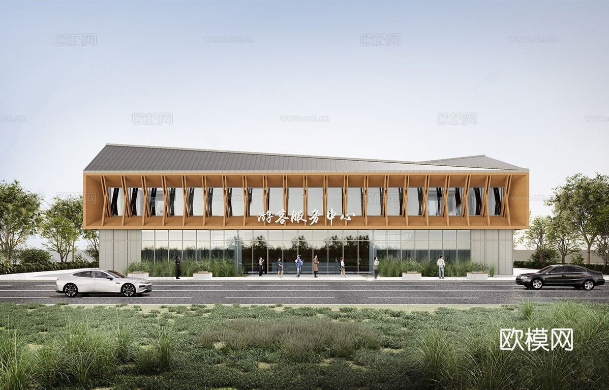 现代游客接待中心 游客服务中心建筑su模型