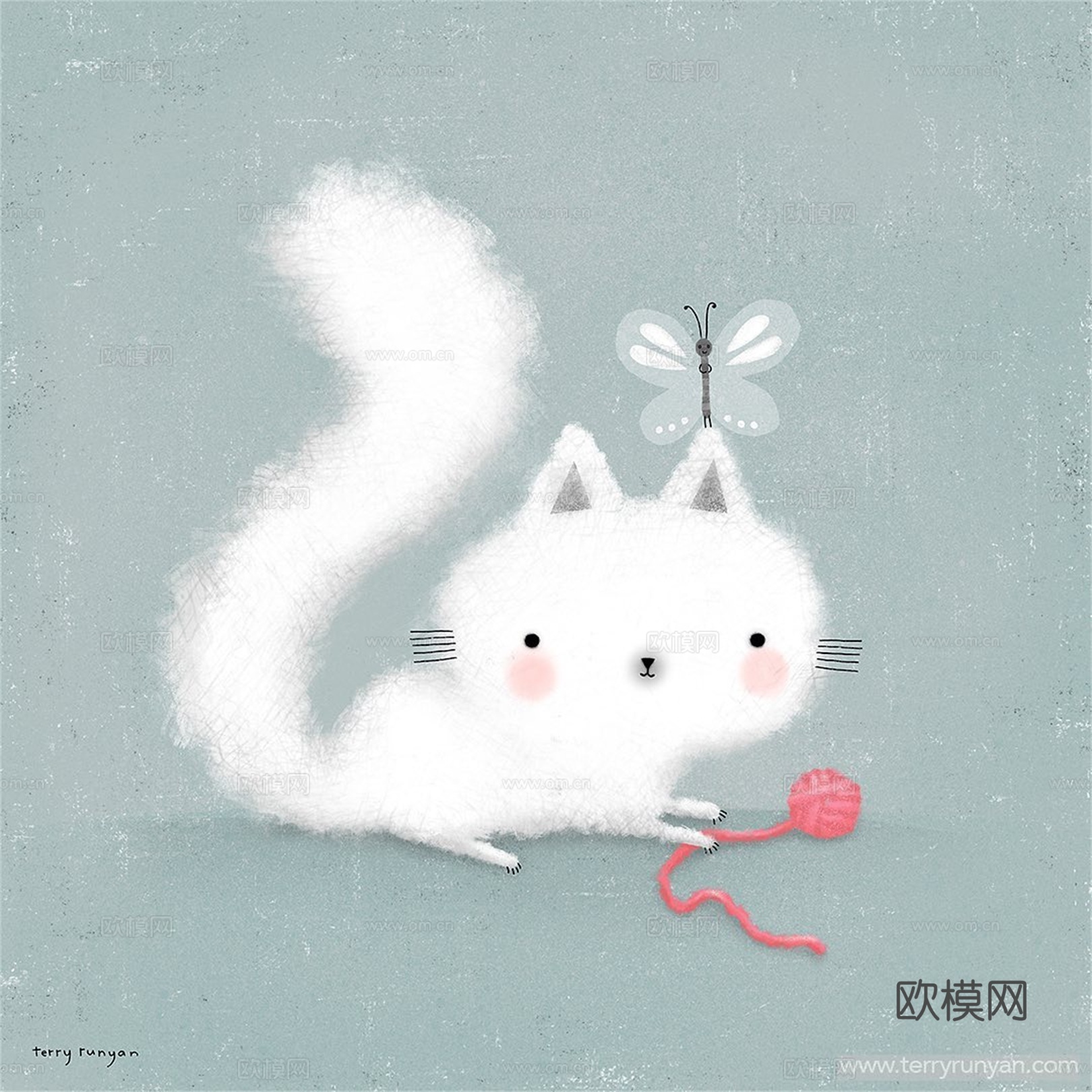 可爱动物手绘创意童趣插画猫咪动物插画治愈系插画可爱儿童插画下载