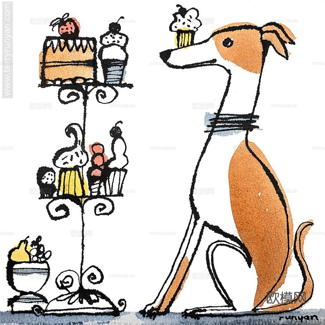 可爱动物手绘创意童趣插画猫咪动物插画治愈系插画可爱儿童插画下载