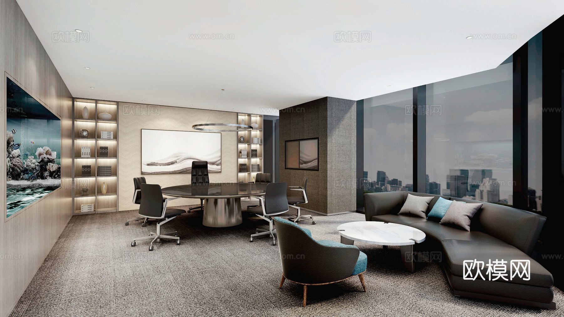 办公室 最新全套施工图 效果图合集cad施工图