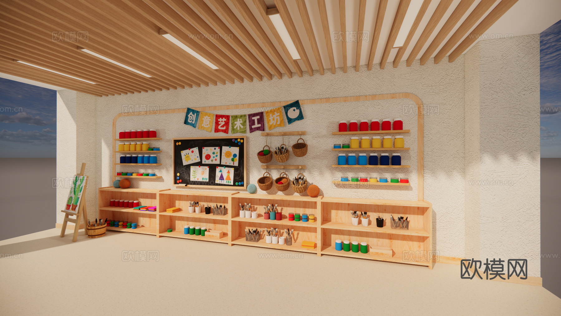 幼儿园文化墙 幼儿园主题墙 幼儿园美术墙su模型
