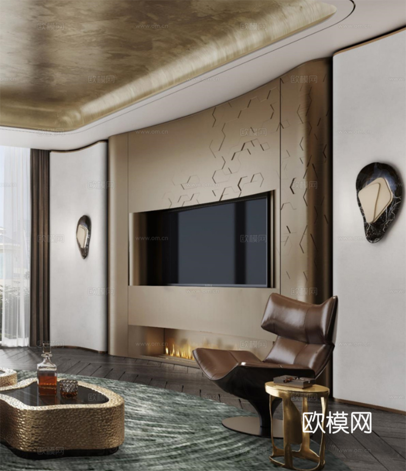 电视墙背景墙面 现代轻奢墙面 古铜金属墙面 墙面节点cad施工图