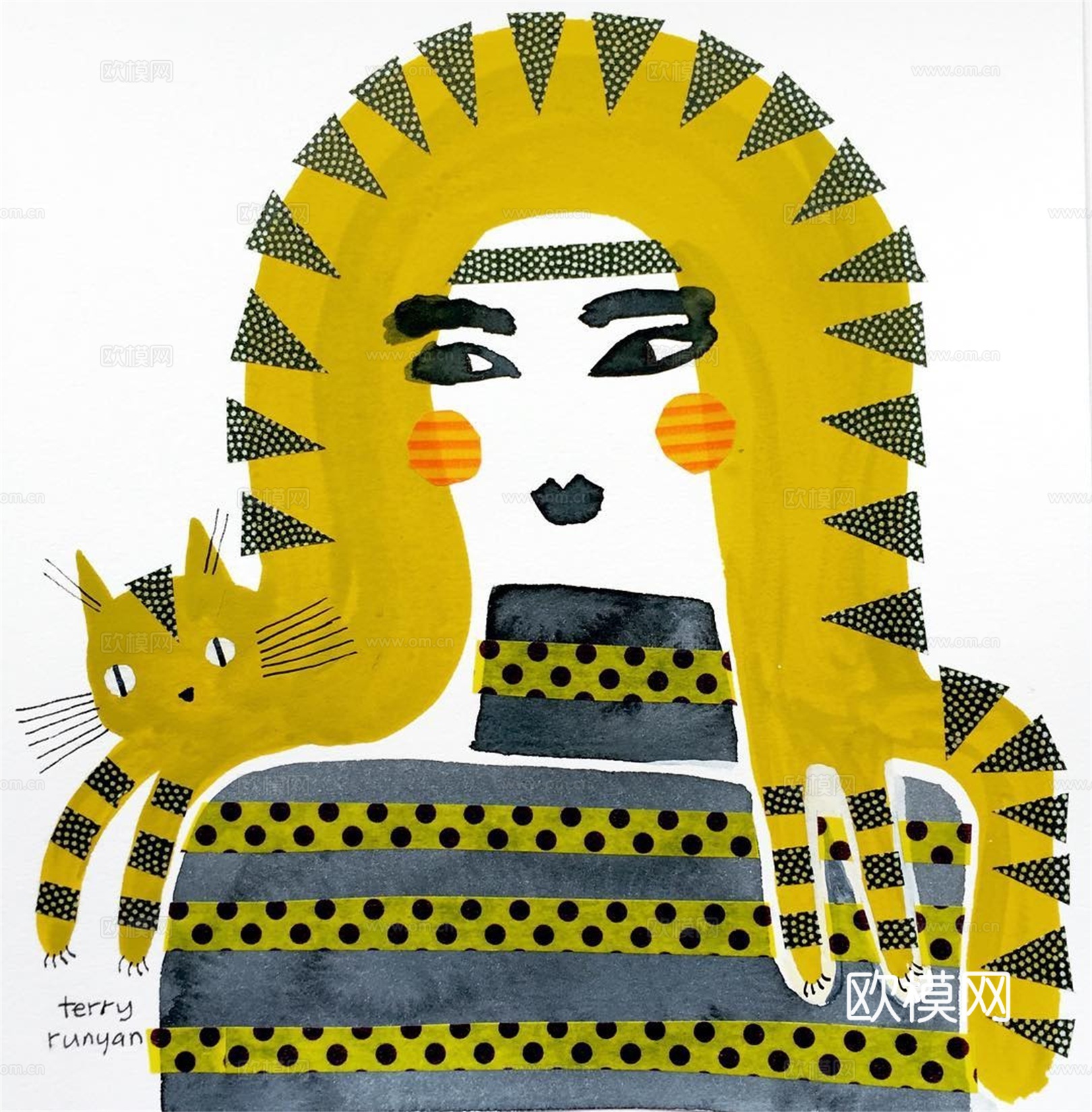 可爱动物手绘创意童趣插画猫咪动物插画治愈系插画可爱儿童插画下载