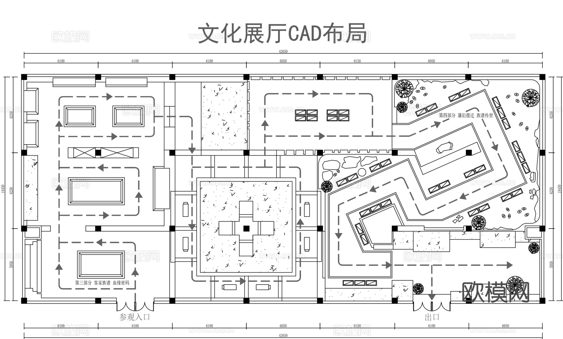 文化展厅cad平面图cad施工图