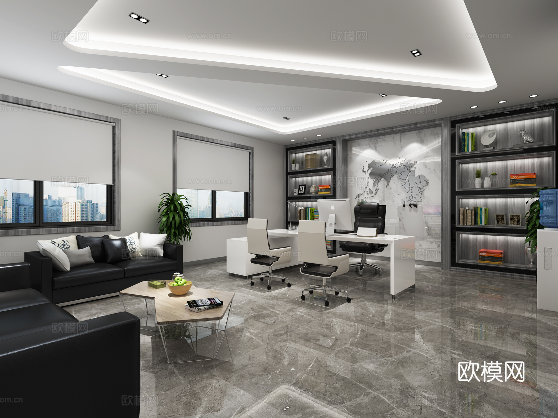 科技办公室 最新全套施工图 效果图合集cad施工图