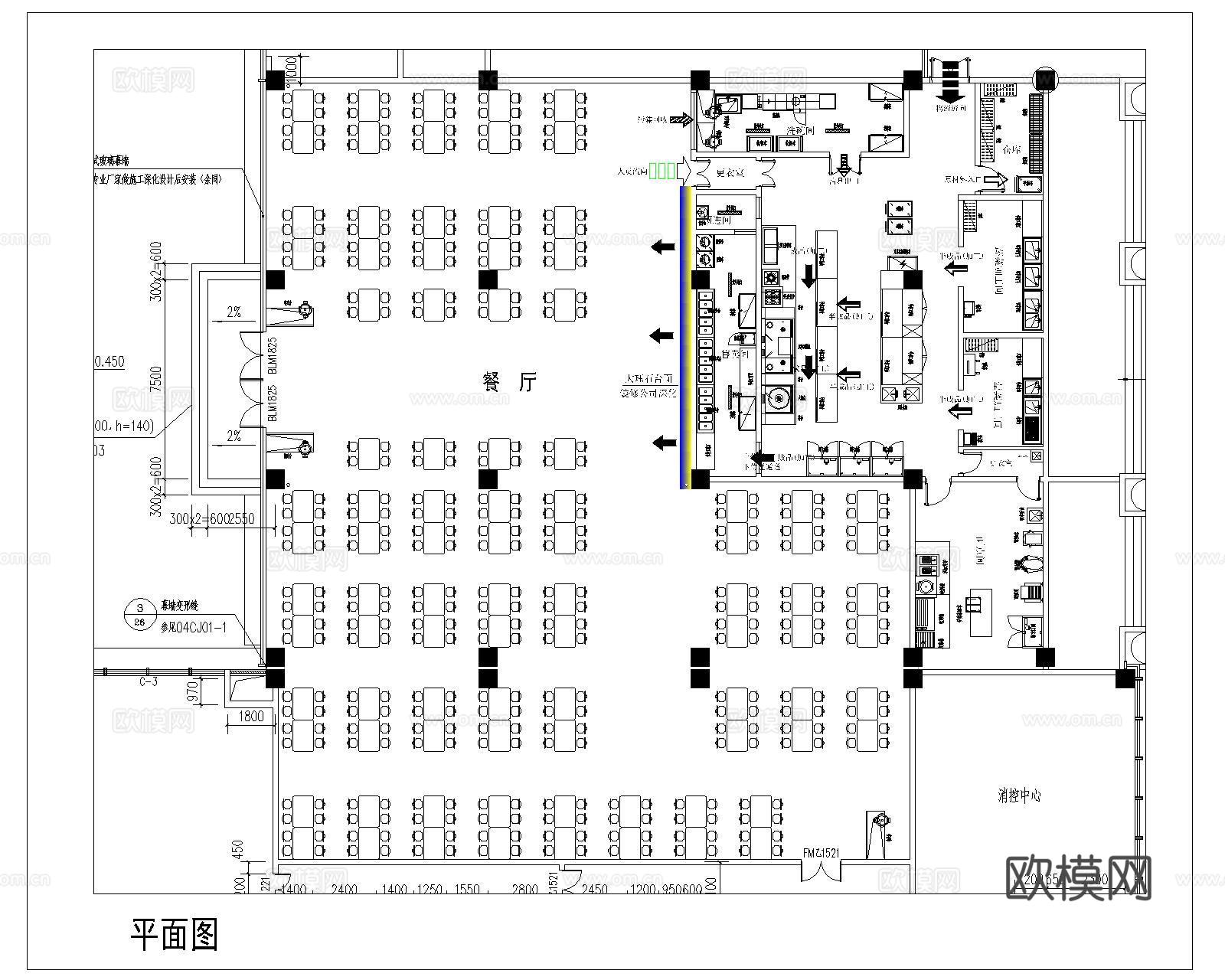 食堂CAD平面布置图cad施工图
