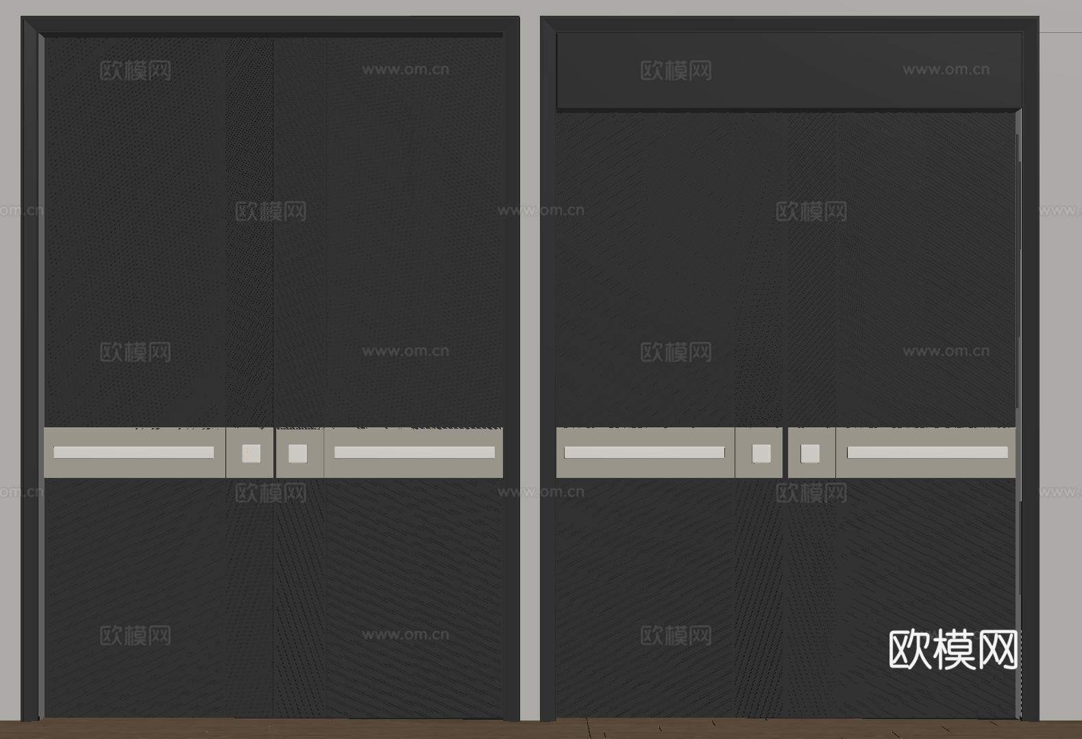 现代极简双开门 中古平开门 入户门 防盗门 通顶对开门 别墅su模型