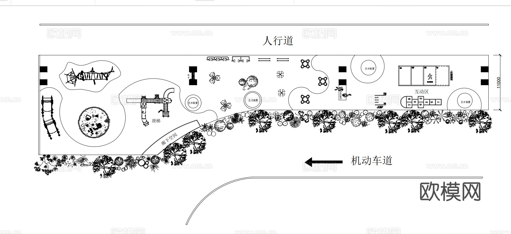 桥下空间平面图效果图  儿童桥下空间平面图cad施工图