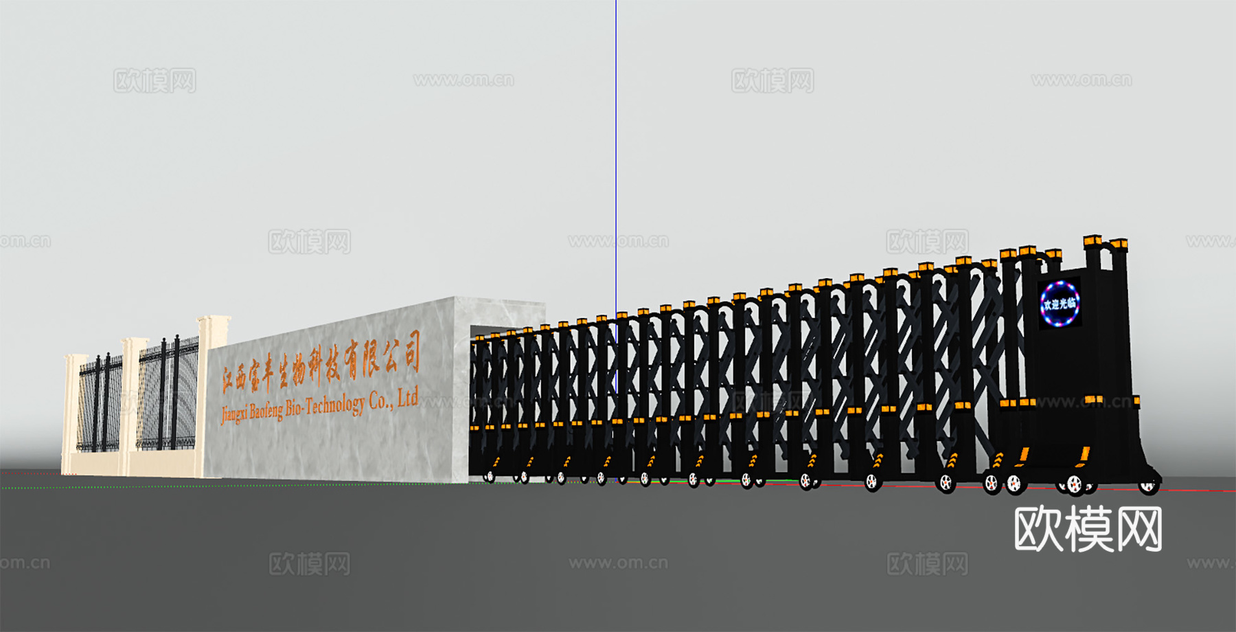 电动门 电动伸缩门 自动收缩门 工地折叠推拉门 防遥控自动平su模型