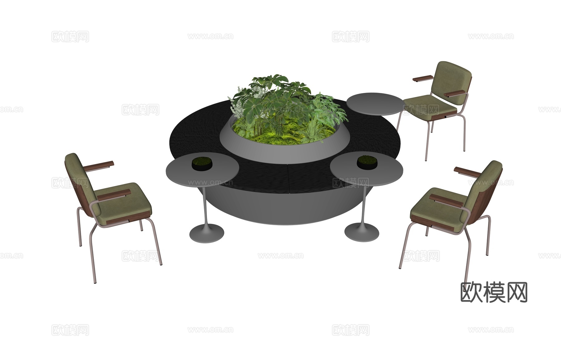 现代圆形卡座沙发椅su模型