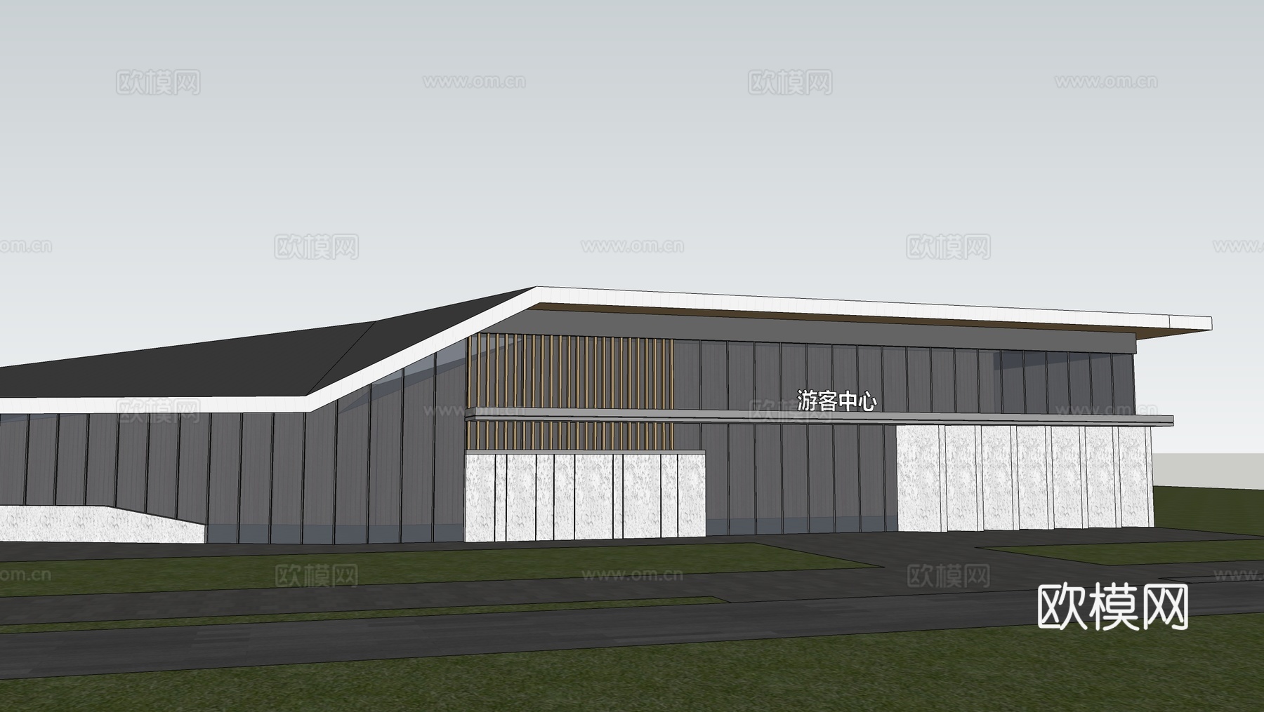 现代游客接待中心 游客服务中心建筑su模型