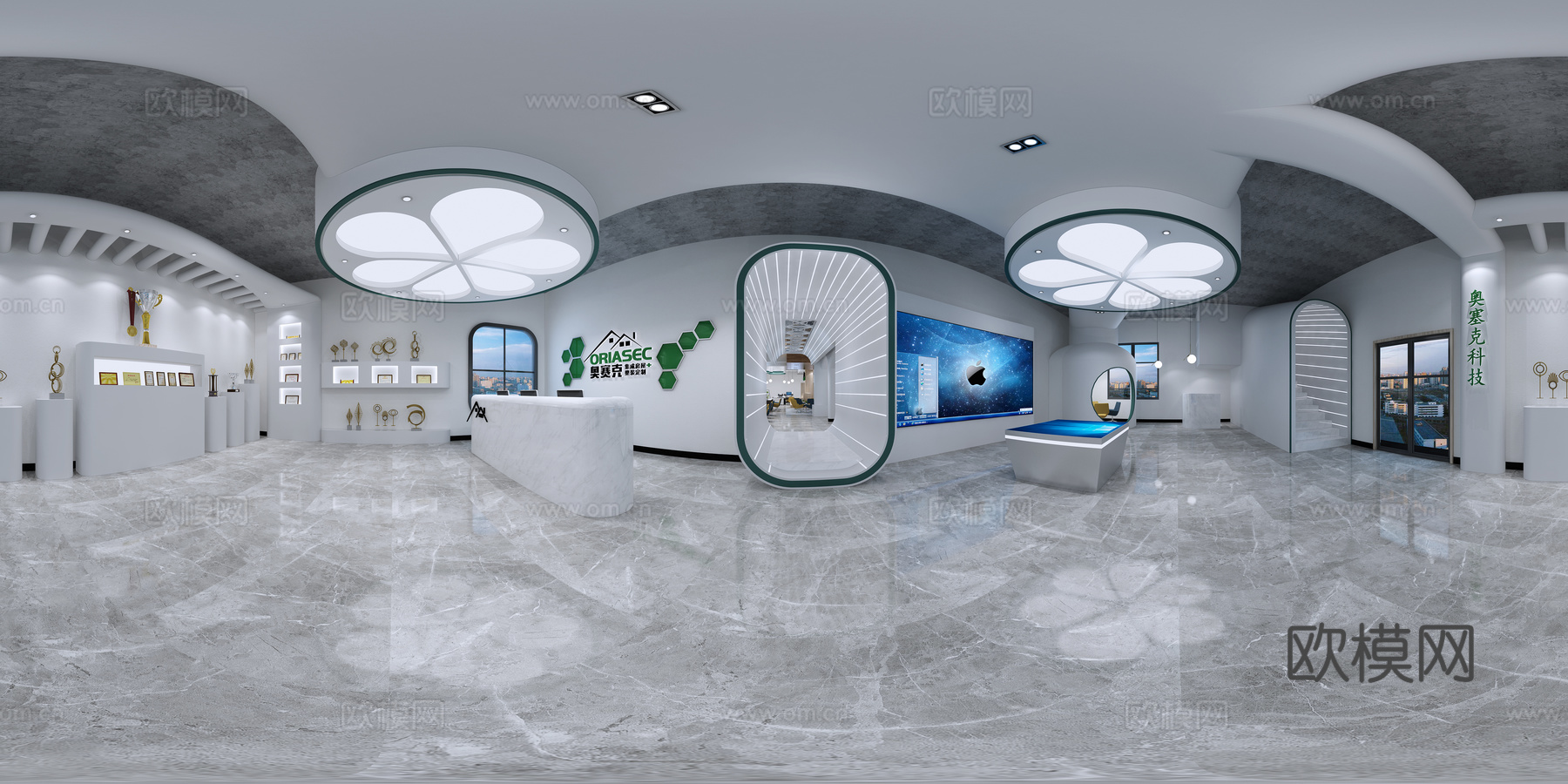 科技办公室 最新全套施工图 效果图合集cad施工图