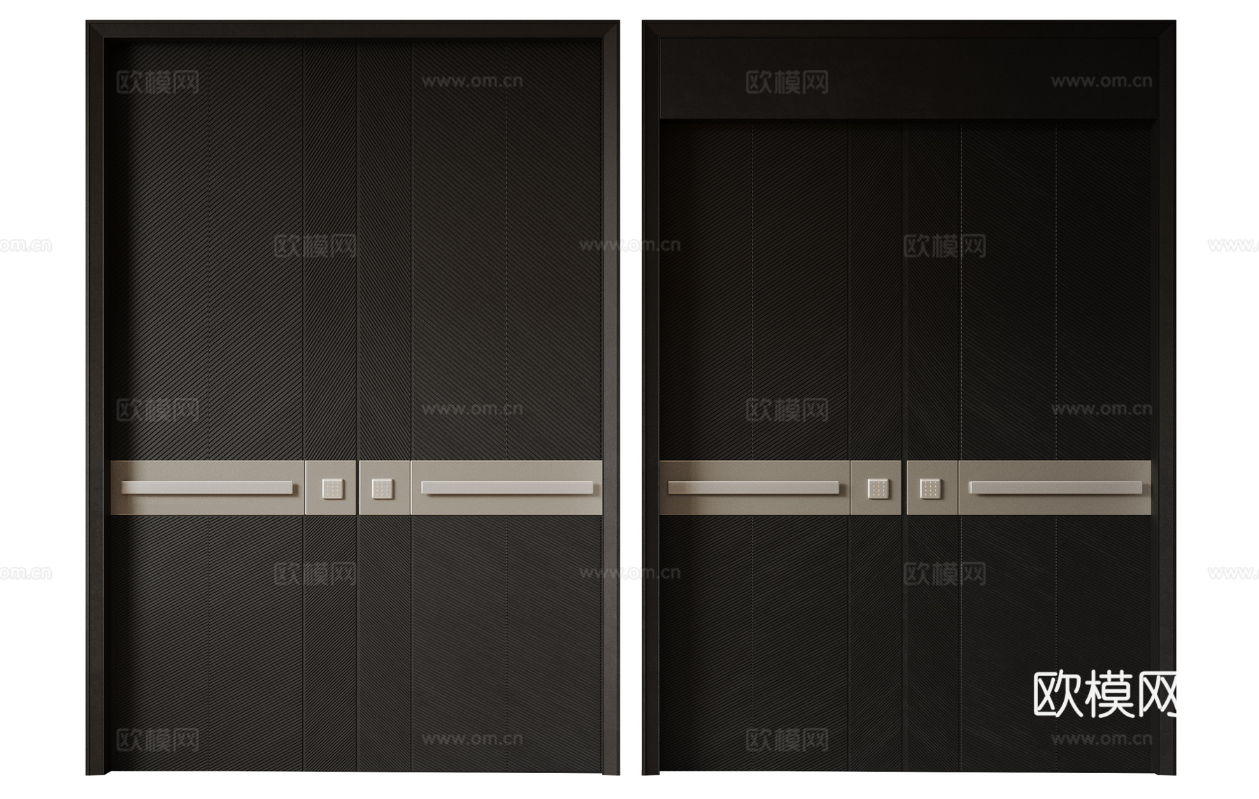 现代极简双开门 中古平开门 入户门 防盗门 通顶对开门 别墅su模型