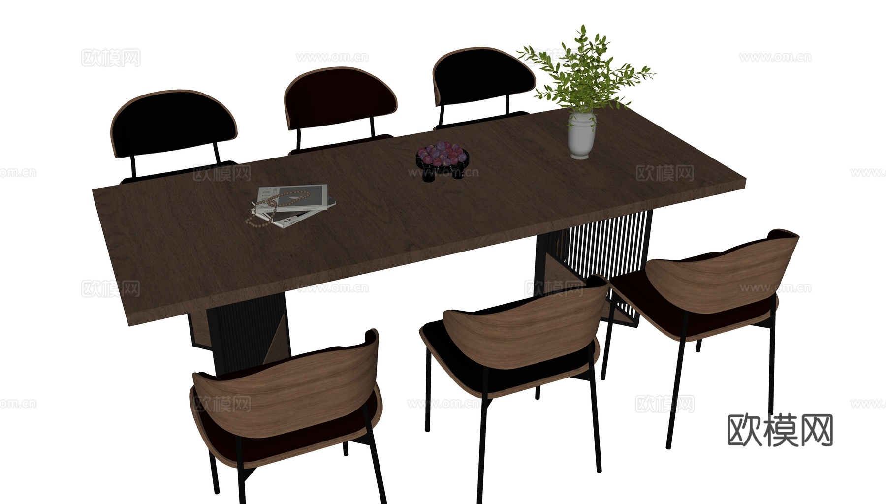 现代意式长餐桌su模型