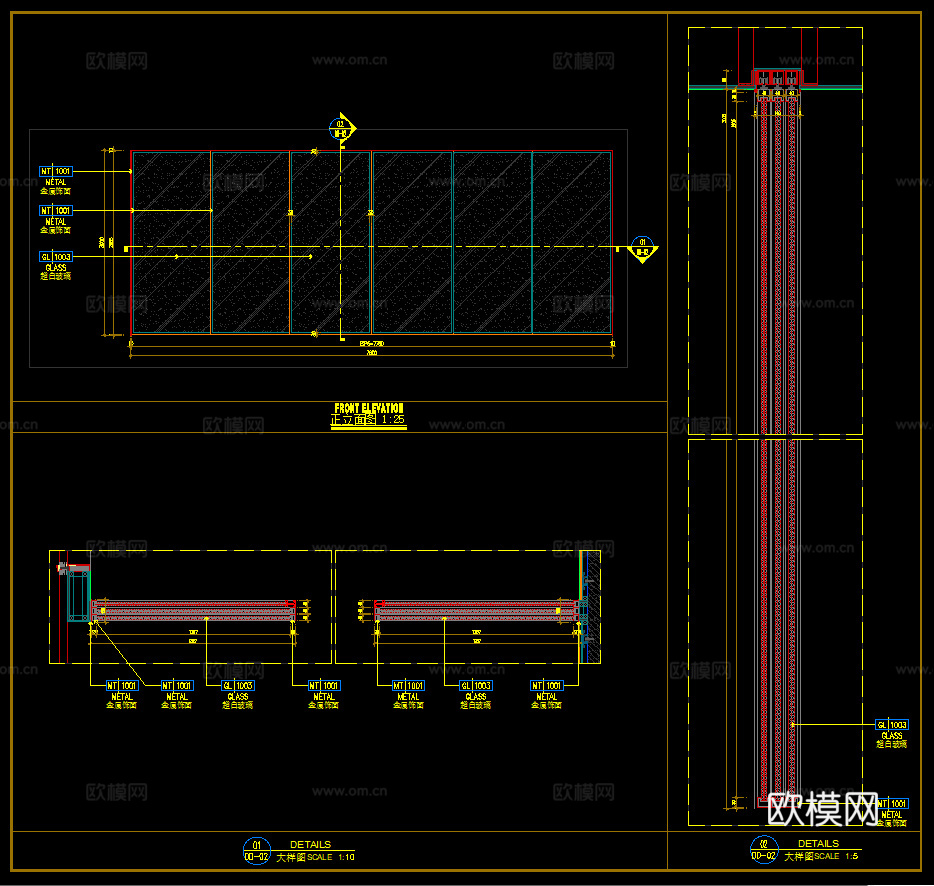 玻璃门 玻璃推拉门 办公推拉门 玻璃门节点cad施工图