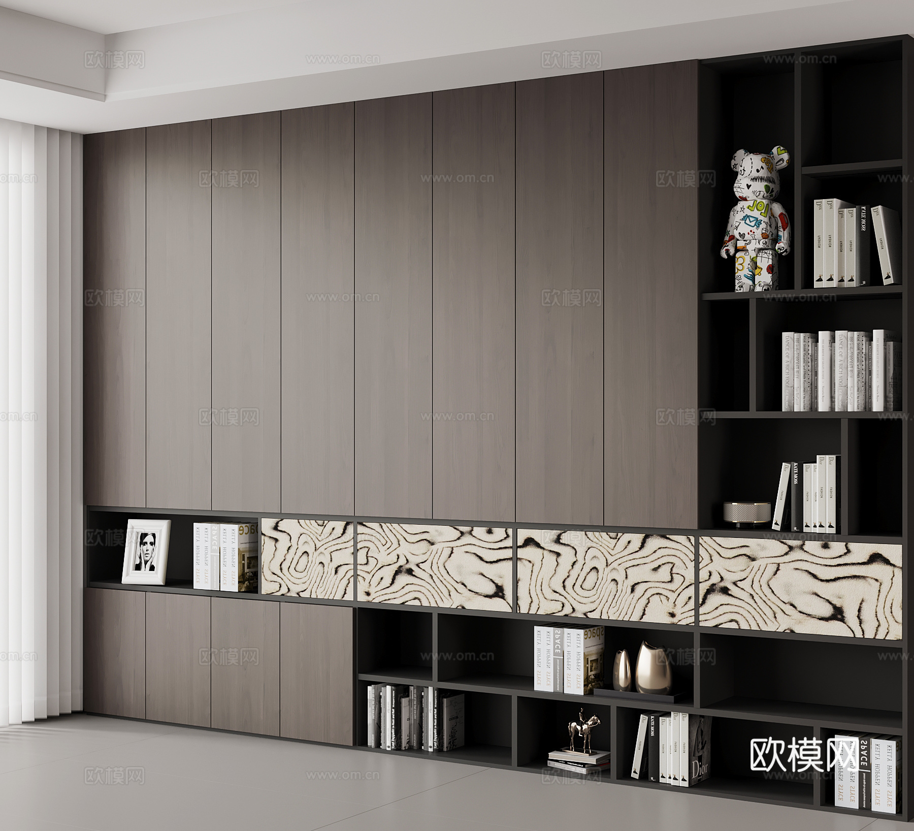 现代意式书柜su模型