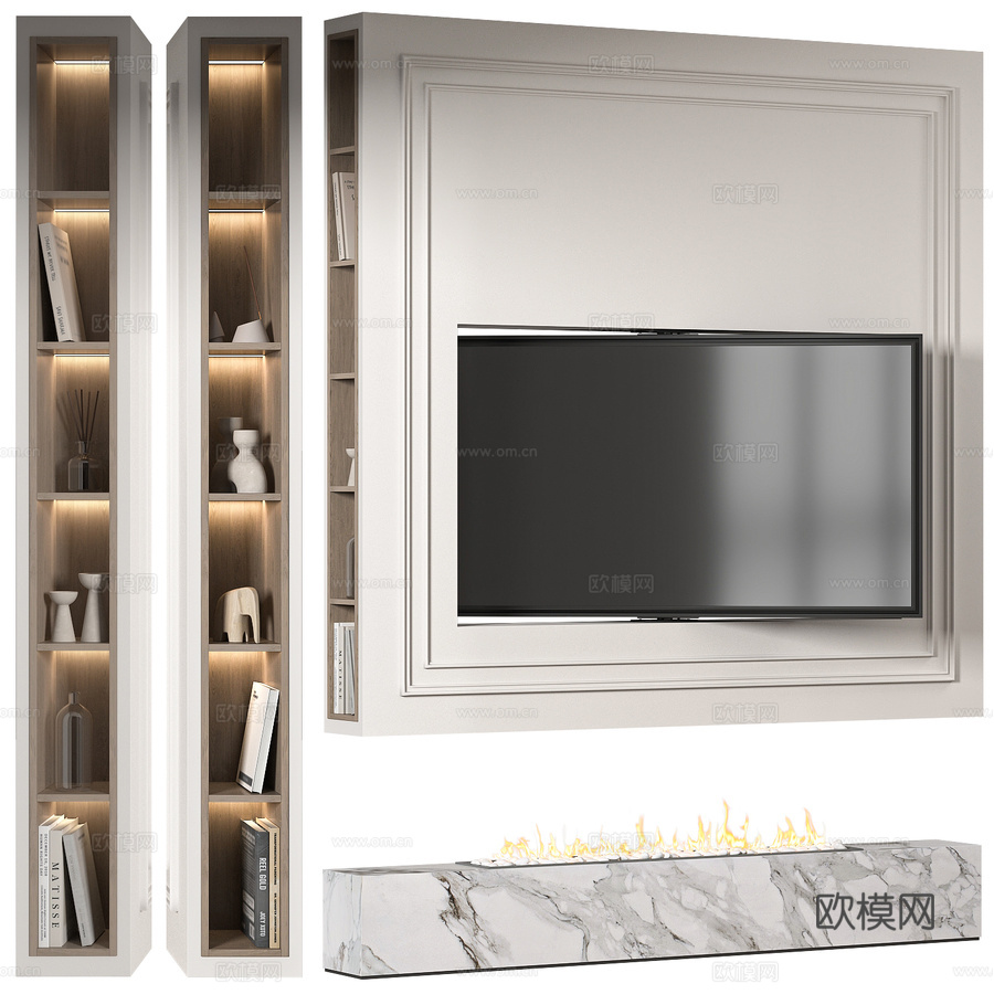 电视墙033d模型下载（渲染图1）