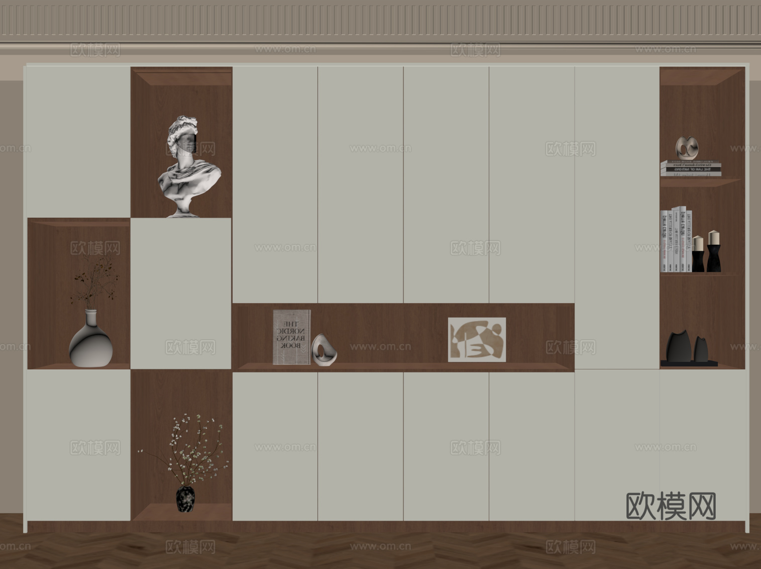 侘寂中古风餐边柜 装饰柜 储物柜su模型