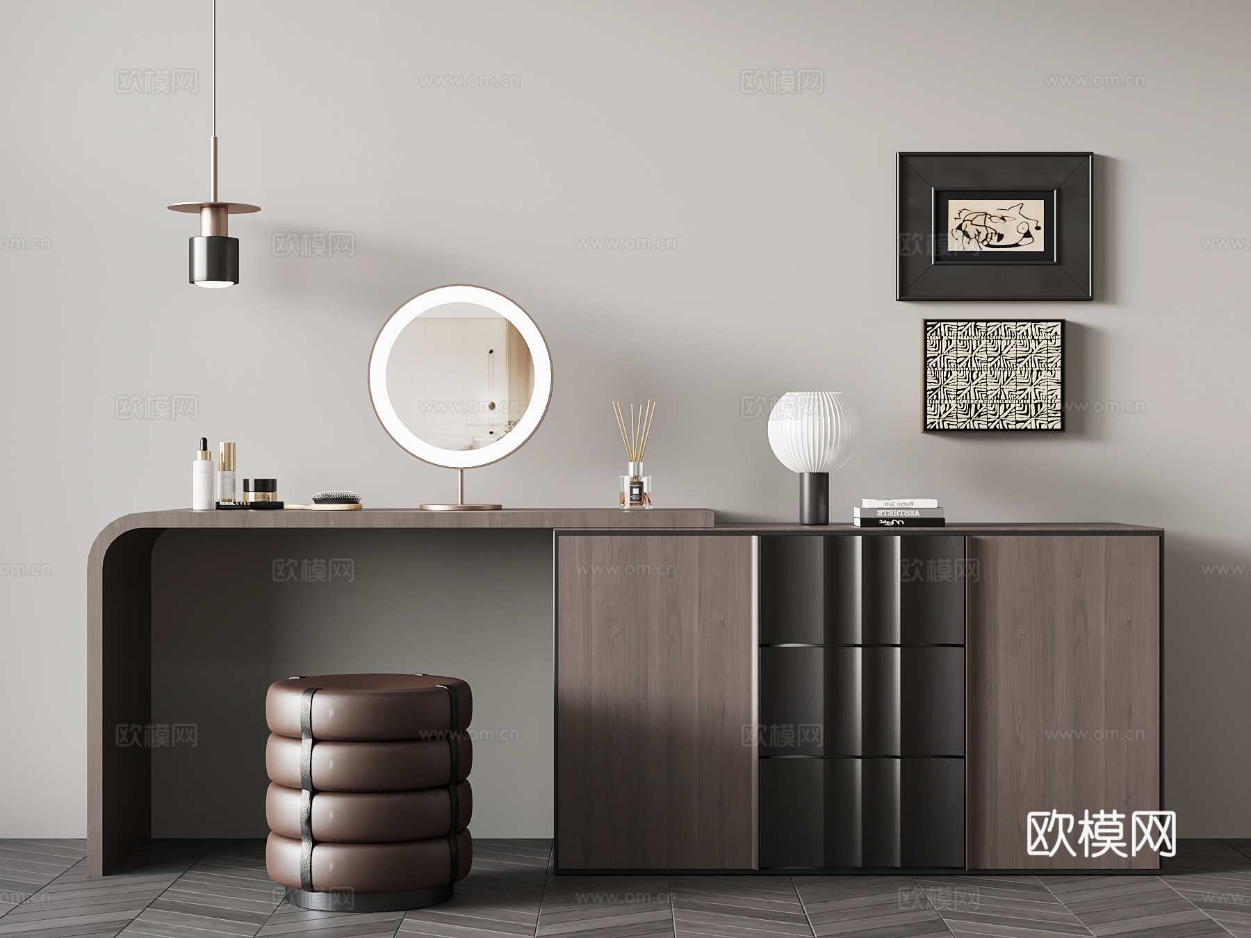 现代意式梳妆台su模型