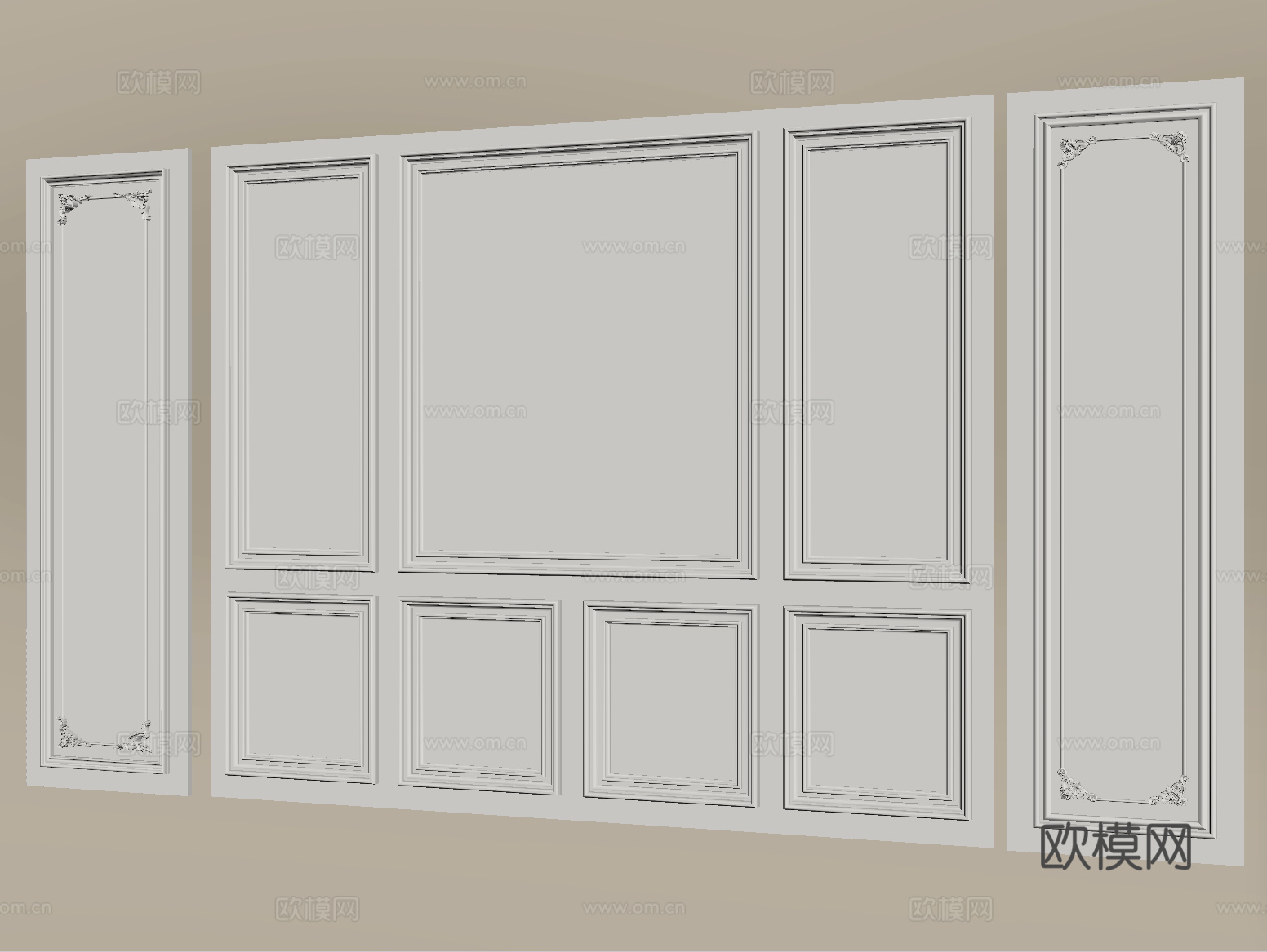 法式护墙板 墙饰板 背景墙su模型