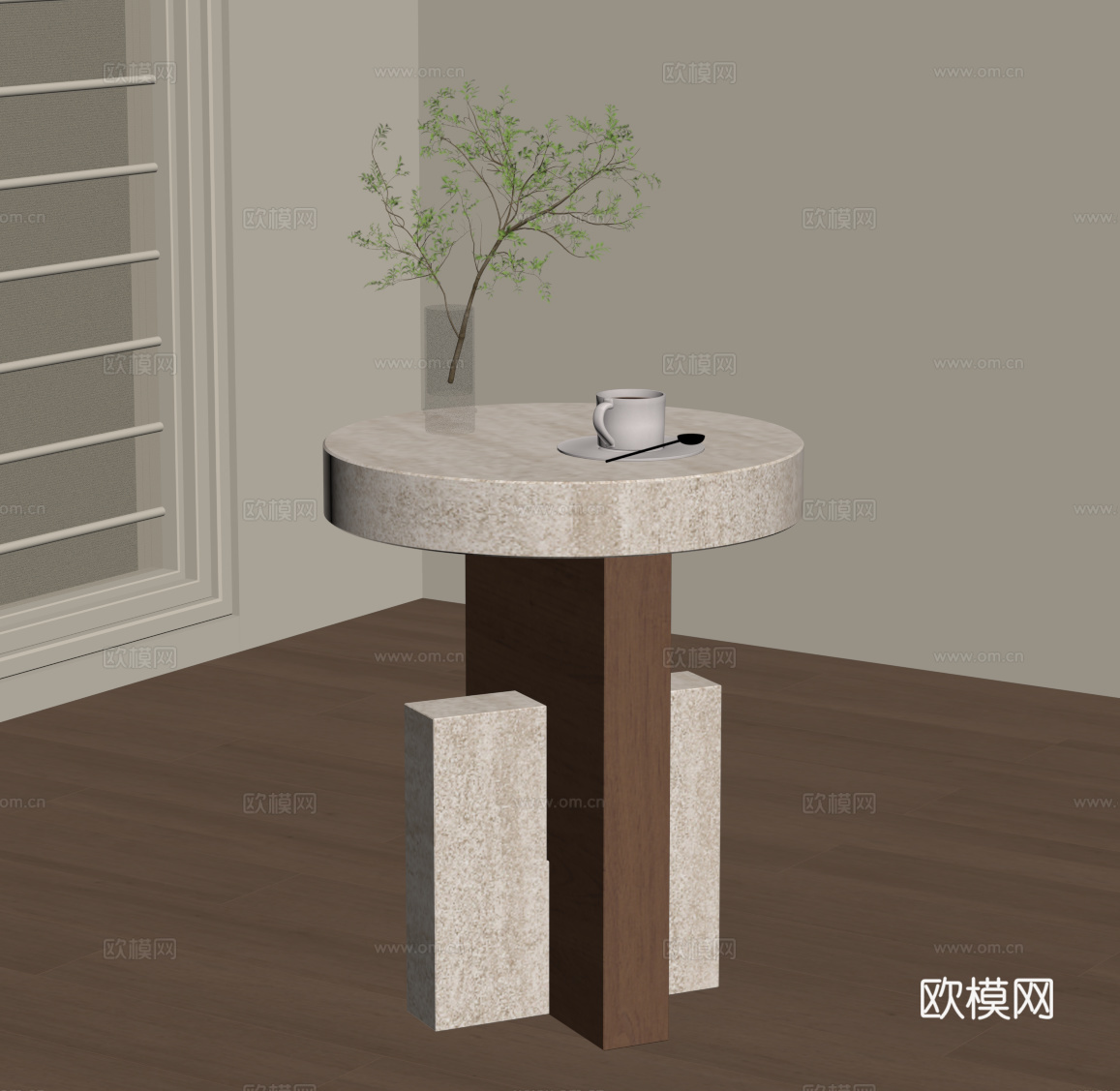 侘寂中古边几 角几圆几 床头柜su模型