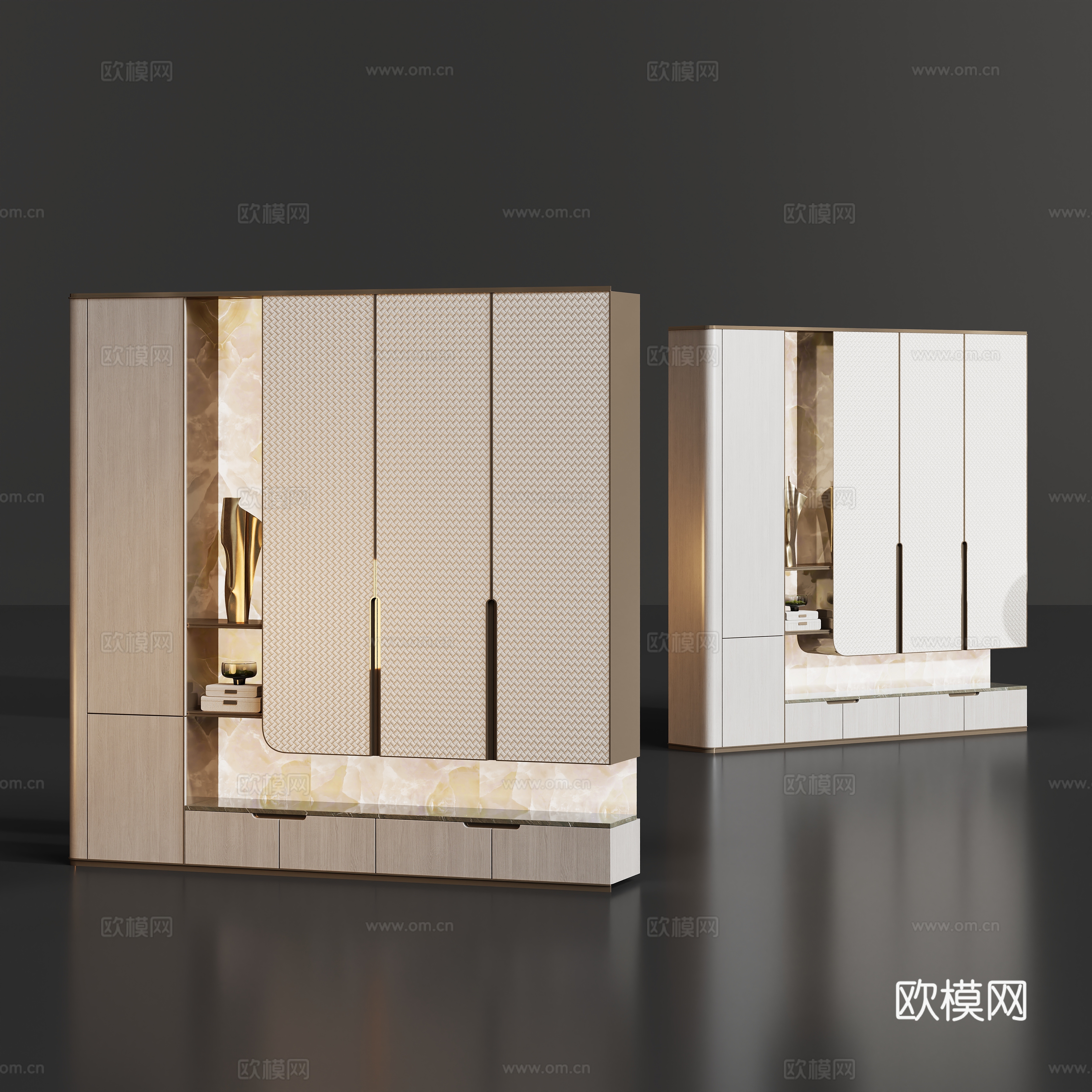 现代鞋柜边柜装饰柜su模型