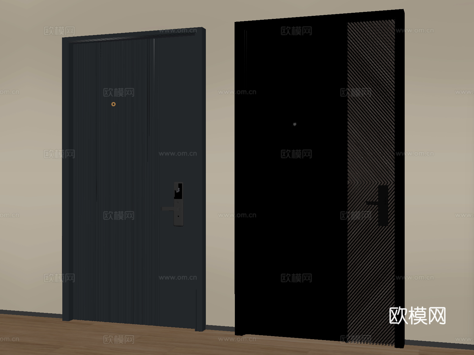 现代入户门 防盗门 密码锁指纹锁su模型