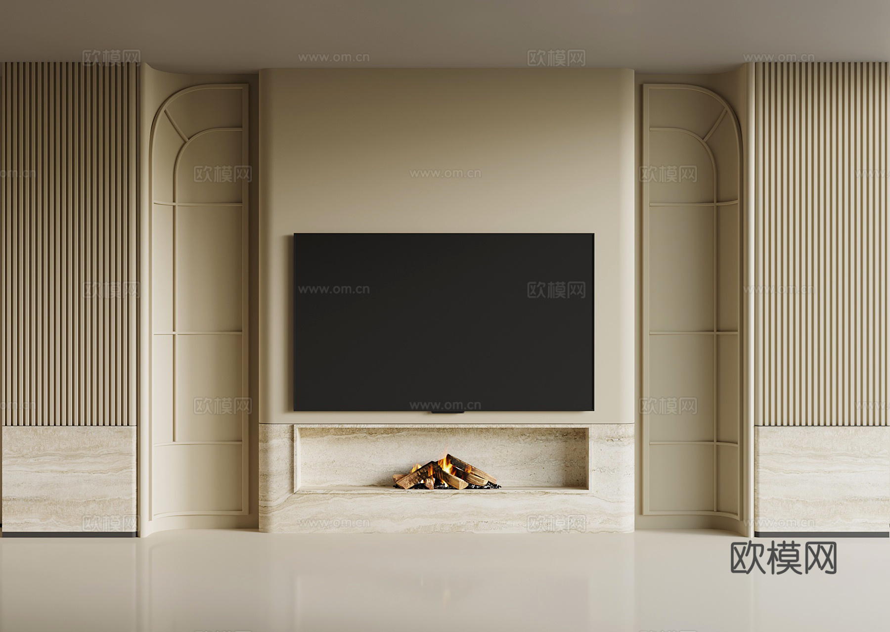 法式电视背景墙su模型