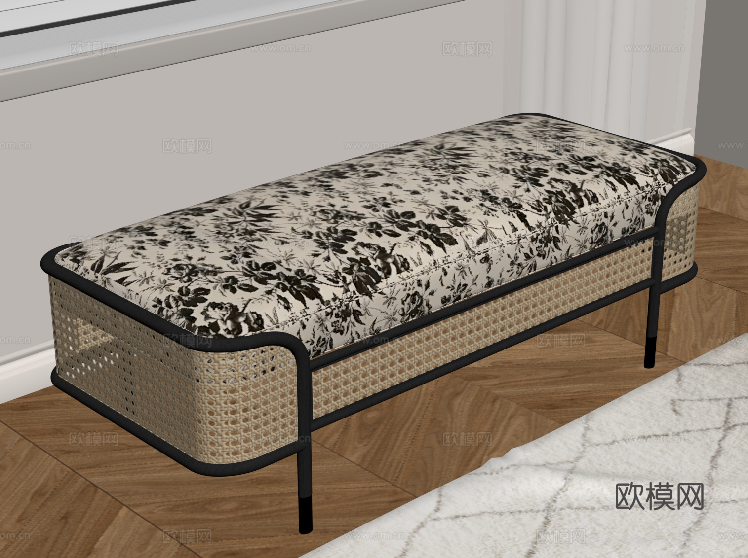 法式复古沙发凳 换鞋凳su模型
