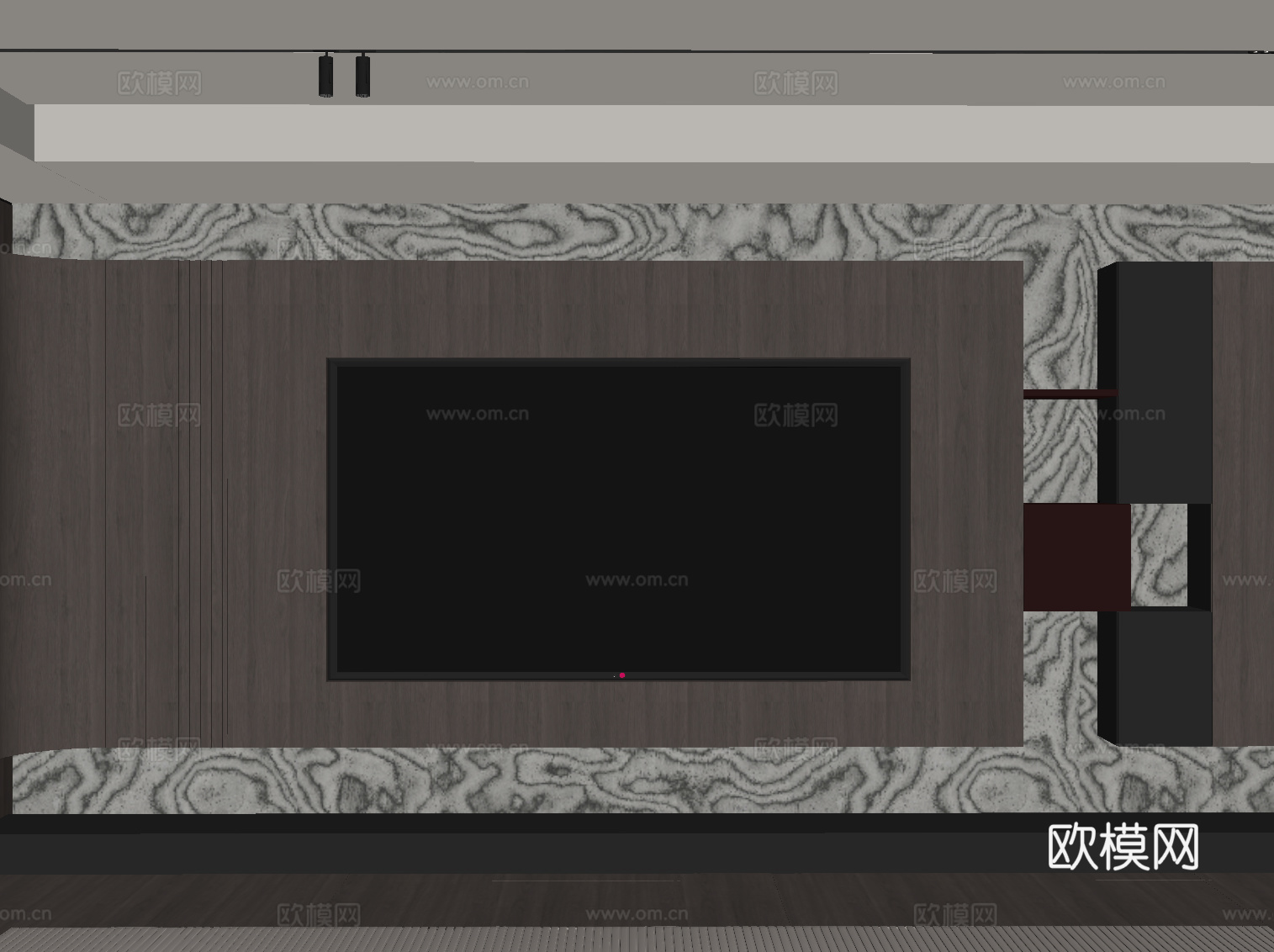现代意式电视背景墙su模型