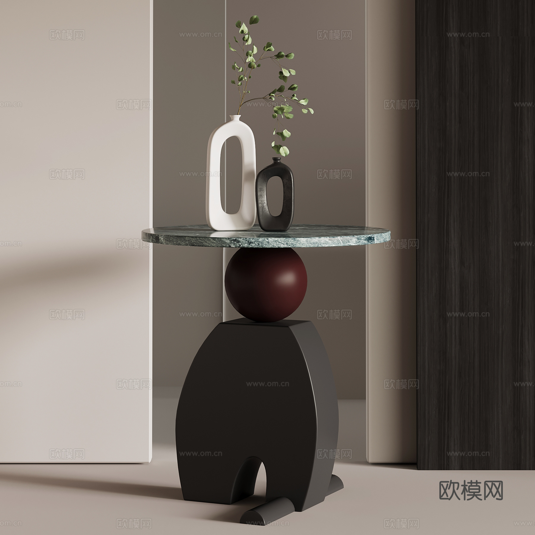 现代意式边几su模型下载（渲染图1）