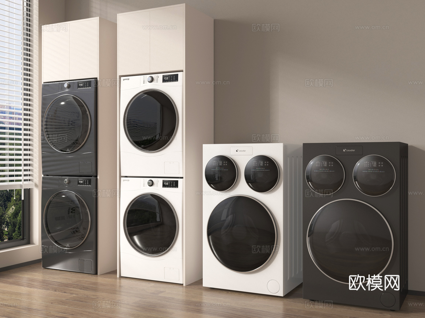 现代洗衣机 洗烘一体机su模型