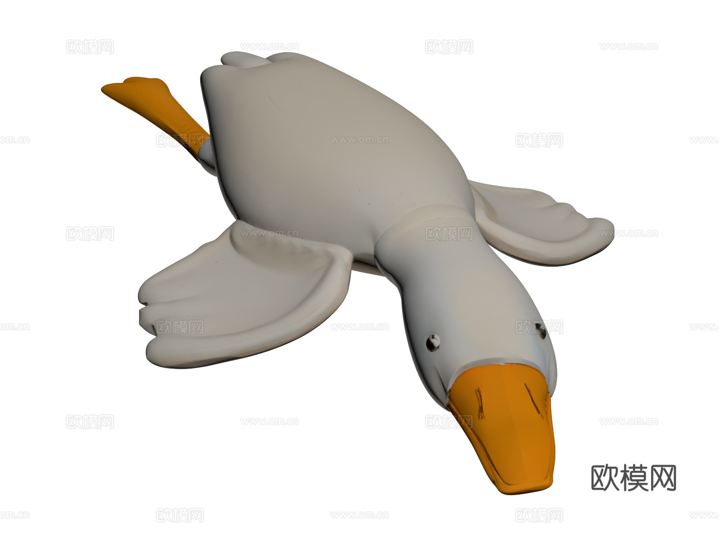 现代大白鹅玩偶 抱枕 毛绒玩具su模型