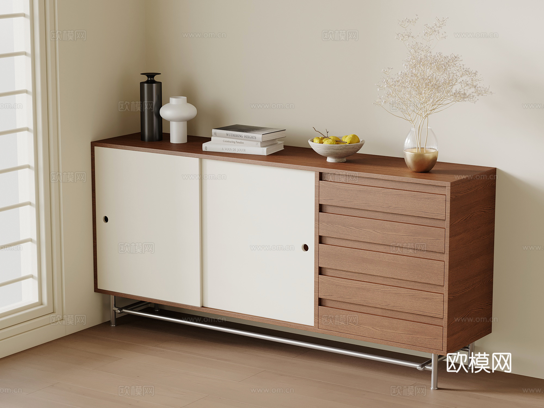 中古风餐边柜 储物柜su模型