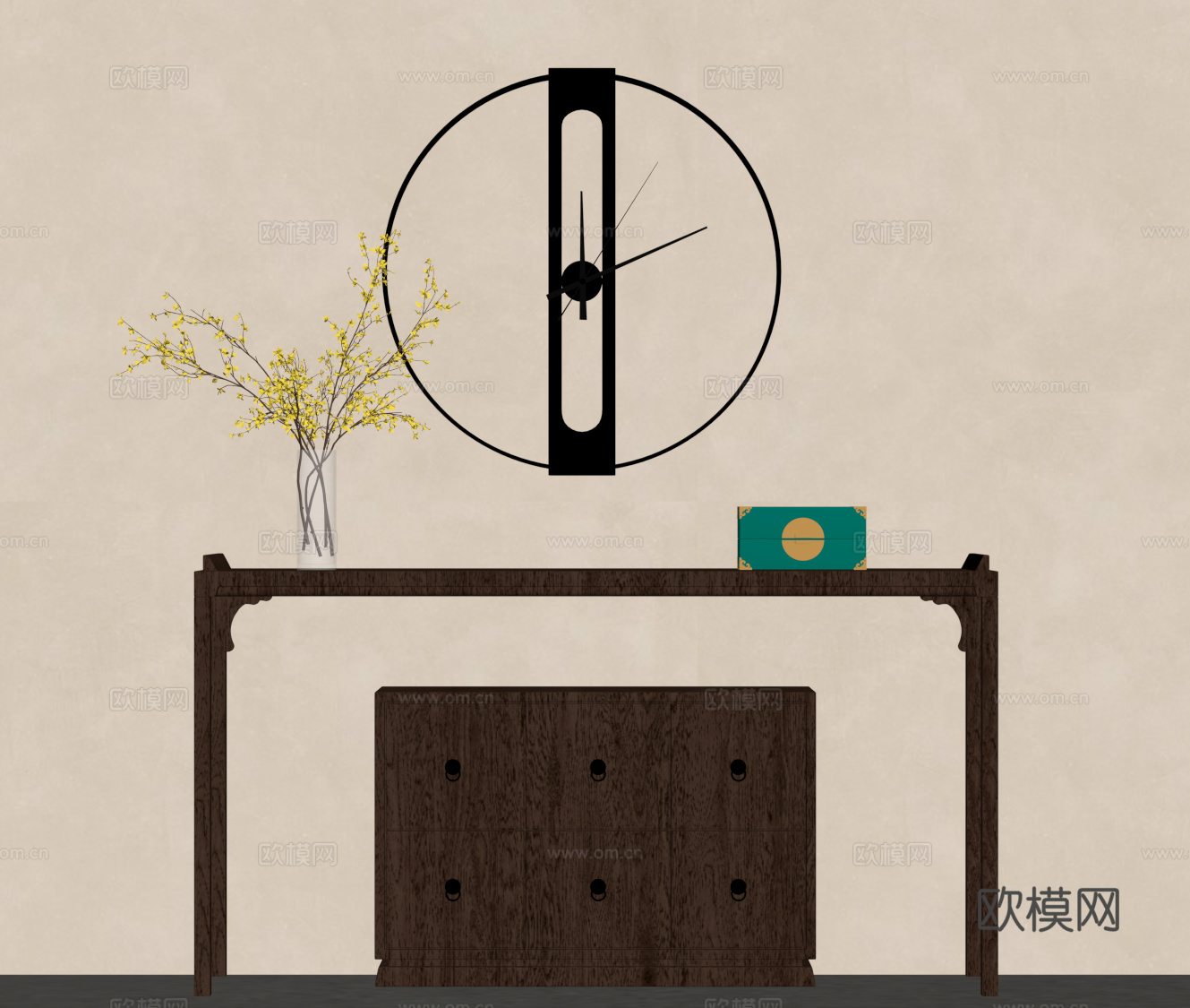 新中式玄关柜 端景柜su模型