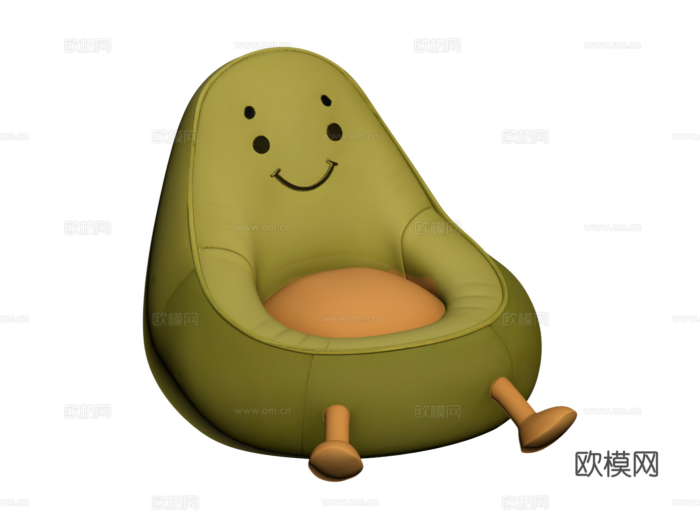 现代懒人沙发 蒲团坐垫 卡通沙发椅 牛油果单人沙发su模型