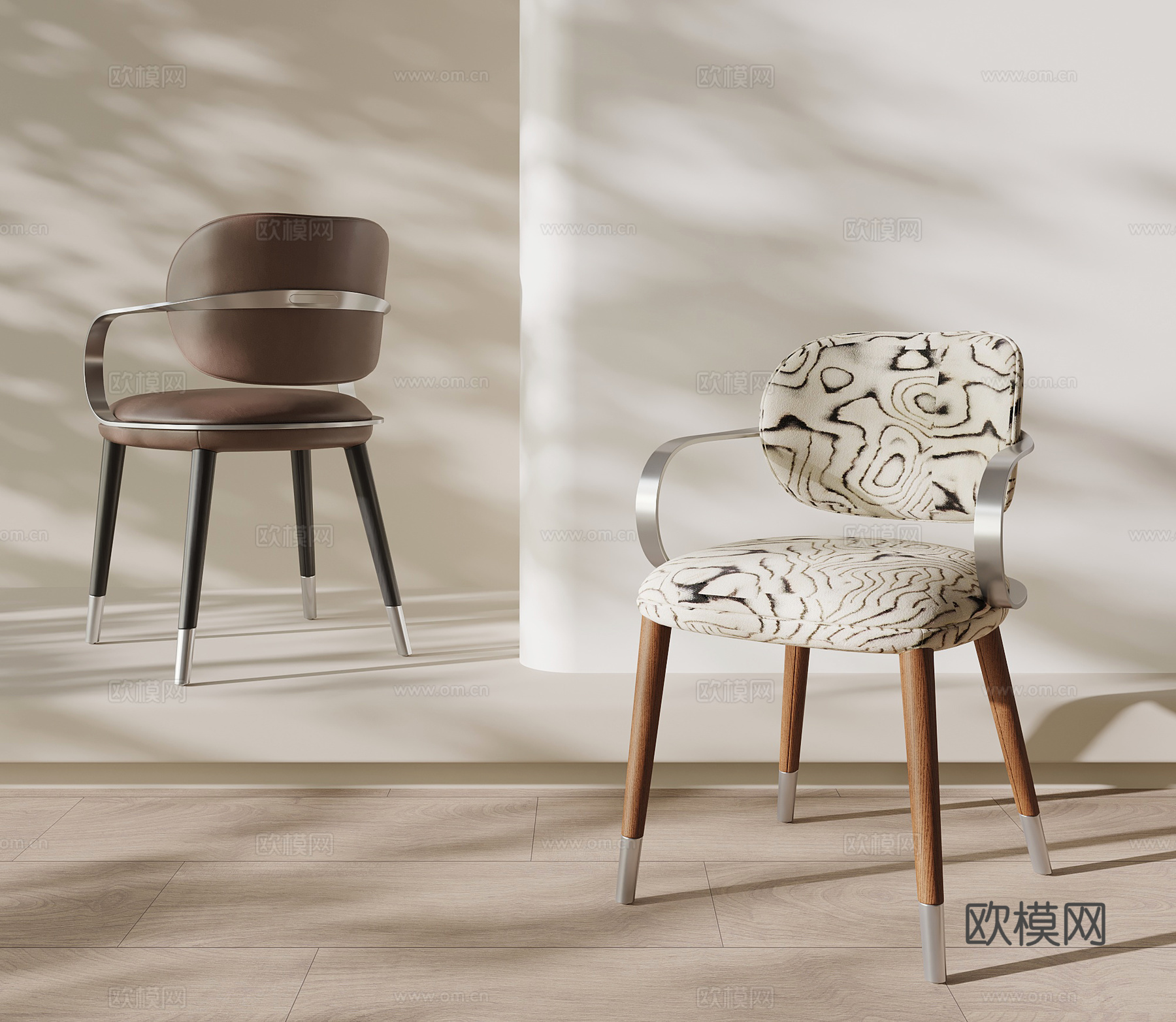 现代中古风椅子 餐椅 单椅su模型