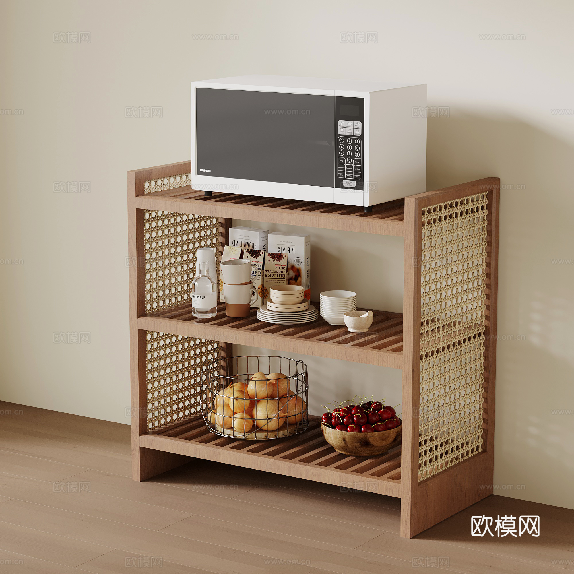 侘寂中古置物架su模型